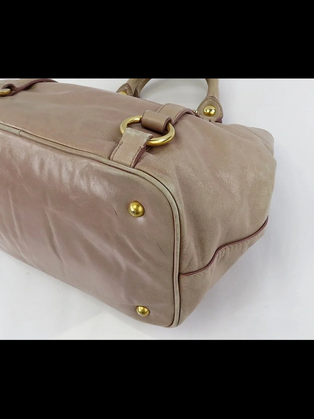 Miu Miu Taupe Leather Top-Handle Tote